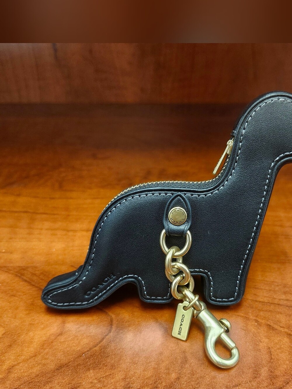 Coach Black Leather Dino Coin Purse CBR56